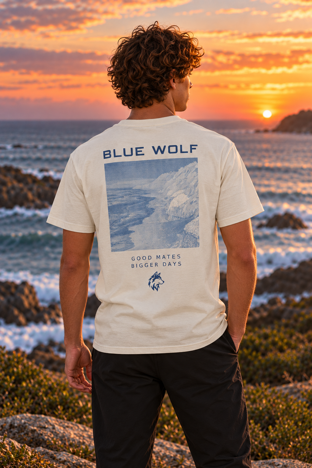 Blue Wolf Signature 'Good Mates' Premium Organic Tee (Blue Coast)