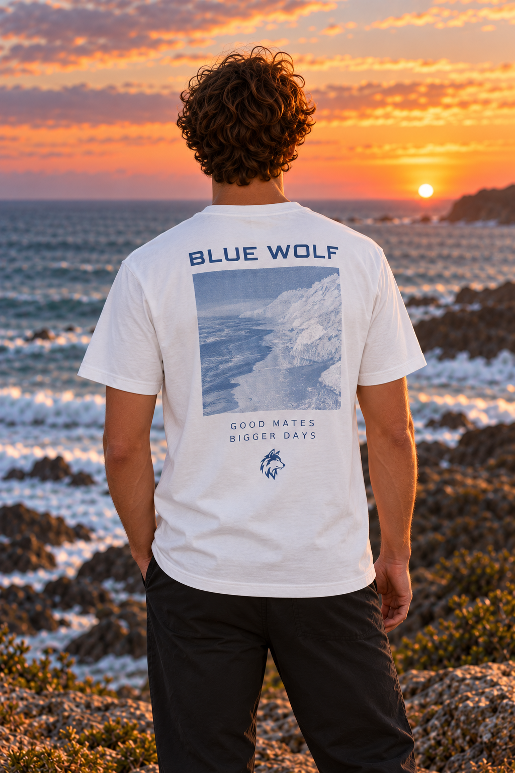 Blue Wolf Signature 'Good Mates' Premium Organic Tee (Blue Coast)